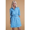 Dancing Leopard Jonah Mini Shirt Dress in Abstract White on Blue