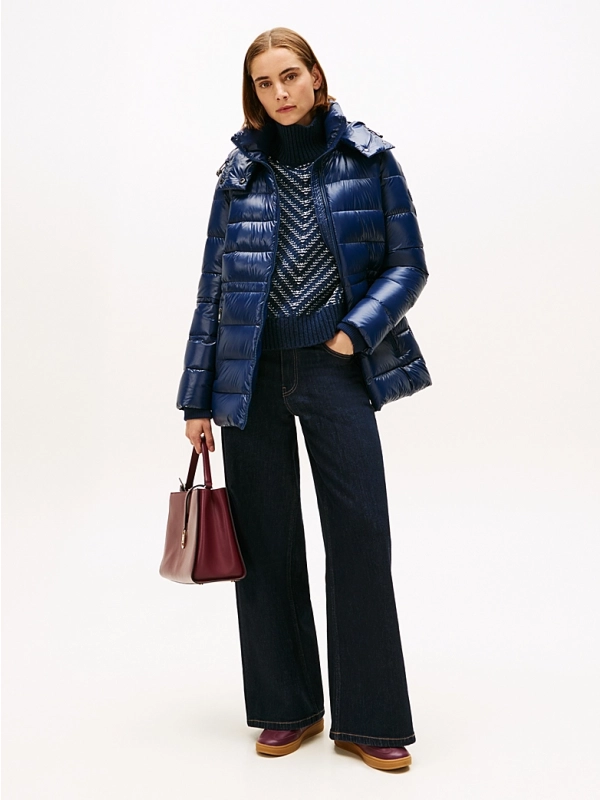 Γυαλιστερό αδιάβροχο πουπουλένιο παλτό WW0WW47355C1G